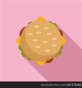 Top view burger icon flat vector. Lunch food. Kid snack. Top view burger icon flat vector. Lunch food