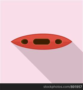 Top view canoe boat icon. Flat illustration of top view canoe boat vector icon for web design. Top view canoe boat icon, flat style