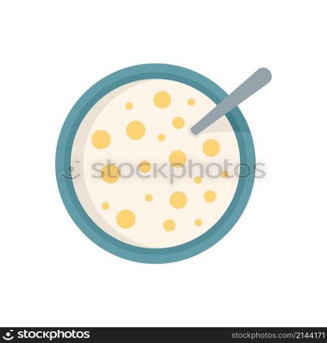 Top view cereal flakes icon. Flat illustration of top view cereal flakes vector icon isolated on white background. Top view cereal flakes icon flat isolated vector