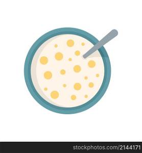 Top view cereal flakes icon. Flat illustration of top view cereal flakes vector icon isolated on white background. Top view cereal flakes icon flat isolated vector
