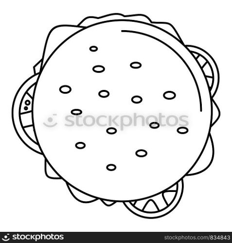 Top view cheeseburger icon. Outline top view cheeseburger vector icon for web design isolated on white background. Top view cheeseburger icon, outline style