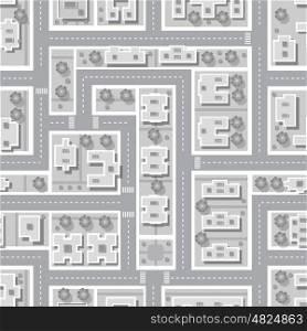 Top view city seamless . Top view of the city seamless pattern of streets, roads, houses, and cars