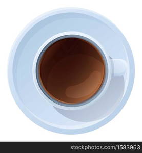 Top view coffee cup icon. Cartoon of top view coffee cup vector icon for web design isolated on white background. Top view coffee cup icon, cartoon style