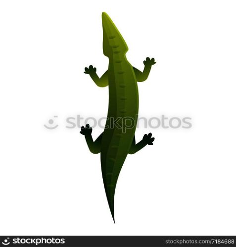 Top view crocodile icon. Cartoon of top view crocodile vector icon for web design isolated on white background. Top view crocodile icon, cartoon style