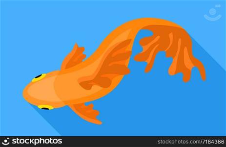 Top view gold fish icon. Flat illustration of top view gold fish vector icon for web design. Top view gold fish icon, flat style