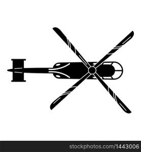 Top view helicopter icon. Simple illustration of top view helicopter vector icon for web design isolated on white background. Top view helicopter icon, simple style