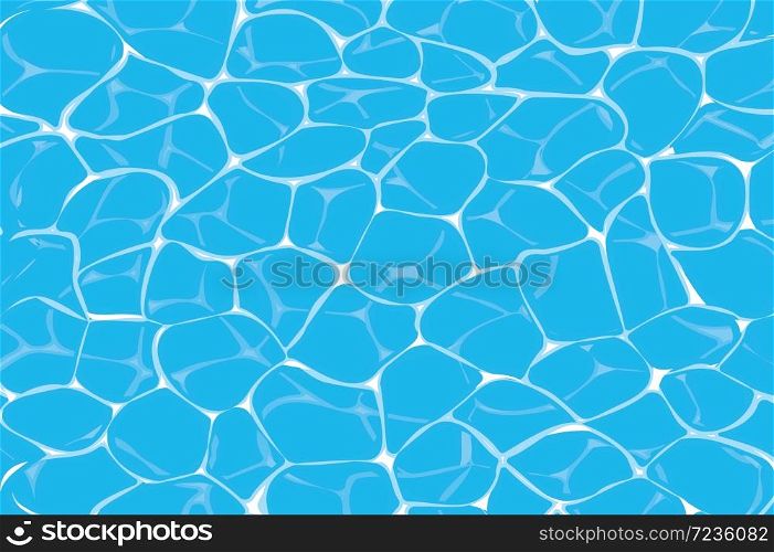 top view of caustics in blue swimming pool or ocean water background