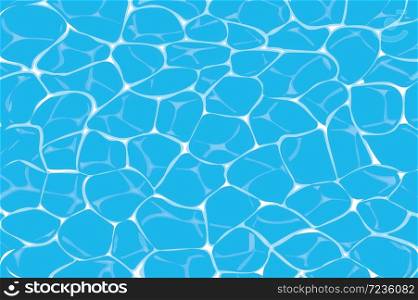top view of caustics in blue swimming pool or ocean water background