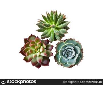 Top view of small potted cactus succulent plants. Vector illustration desing.