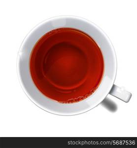 Top view on cup with tea on a white background. Mesh. Isolated. This file contains transparency.