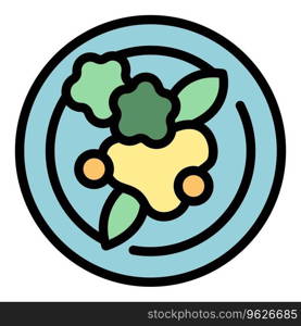 Top view salad icon outline vector. Paleo food. Salad diet color flat. Top view salad icon vector flat