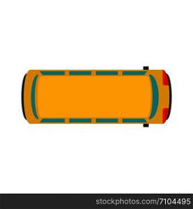 Top view school bus icon. Flat illustration of top view school bus vector icon for web design. Top view school bus icon, flat style