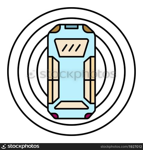 Top view smart car icon. Outline top view smart car vector icon color flat isolated. Top view smart car icon color outline vector