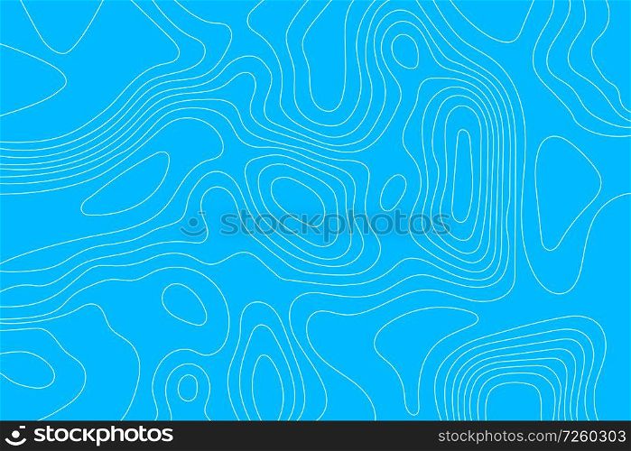 Topographic map of white lines on a blue background. Vector illustration .. Topographic map of white lines .