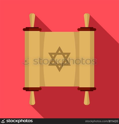 Torah papyrus icon. Flat illustration of torah papyrus vector icon for web design. Torah papyrus icon, flat style