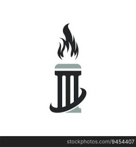  Torch Fire Flame with Pillar column logo design with slogan template