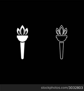 Torch flambeau icon set white color vector illustration flat style simple image outline