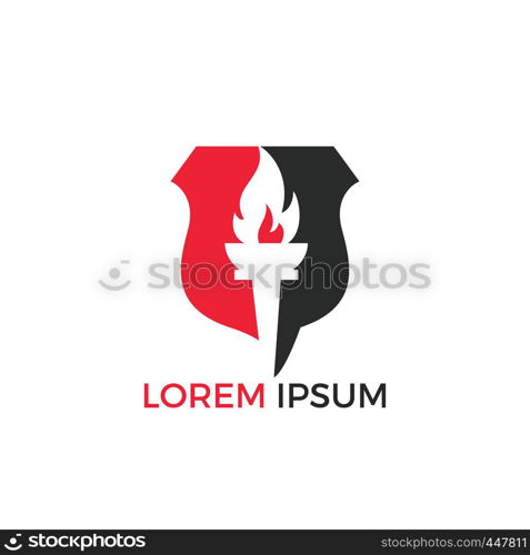 Torch flame logo design. Torch with a burning flame vector.