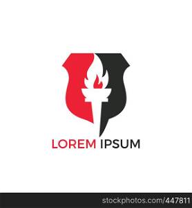 Torch flame logo design. Torch with a burning flame vector.