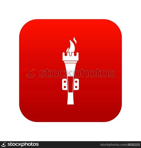 Torch icon digital red for any design isolated on white vector illustration. Torch icon digital red