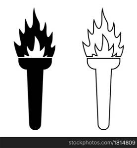 torch icon with a burning fire. Road lighting. Isolated vector on white background