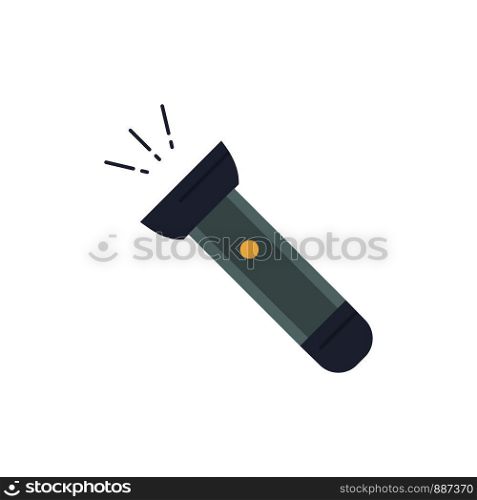 torch, light, flash, camping, hiking Flat Color Icon Vector