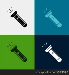 torch, light, flash, camping, hiking Icon Over Various Background. glyph style design, designed for web and app. Eps 10 vector illustration. Vector EPS10 Abstract Template background