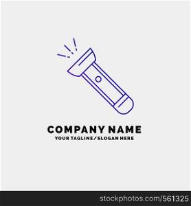 torch, light, flash, camping, hiking Purple Business Logo Template. Place for Tagline. Vector EPS10 Abstract Template background