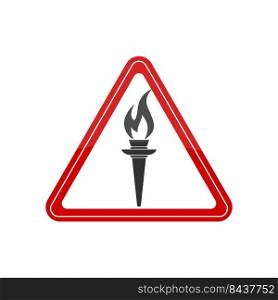 Torch.Triangular icon of a burning torch. A sign for websites and applications. Flat style
