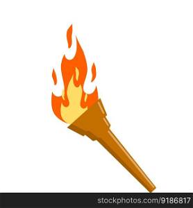 Torch with fire. Olympic flame. Greek Symbol of sports competitions. The concept of light and knowledge. Flat cartoon illustration. Torch with fire. Olympic flame.