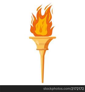 Torch with flame cup, symbol sport games. Icon vector cartoon style isolated. Torch with flame cup, symbol sport games. Icon vector