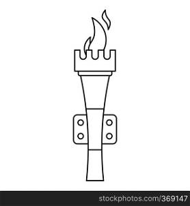 Torch with flame icon in outline style on a white background vector illustration. Torch with flame icon, outline style