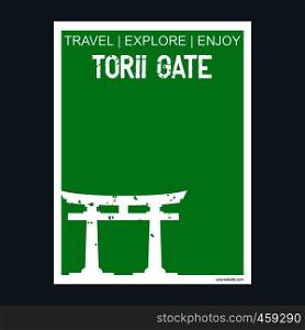 Torii Gate Itsukushima, Japan monument landmark brochure Flat style and typography vector