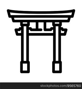 torii gate shintoism line icon vector. torii gate shintoism sign. isolated contour symbol black illustration. torii gate shintoism line icon vector illustration