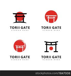 Torii logo icon japanese vector illustration design