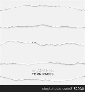 Torn page seamless texture. Paper edge backdrop, grunge rip papers stripes. Broken craft clean sheets, scrapbooking borders recent vector set. Seamless page cardboard, texture empty blank illustration. Torn page seamless texture. Paper edge backdrop, grunge rip papers stripes. Broken craft clean sheets, scrapbooking borders recent vector set
