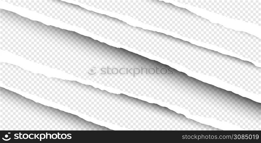 Torn Paper edges on diagonal. Paper scraps. Ripped papers. Vector illustration