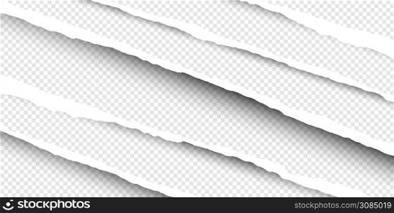 Torn Paper edges on diagonal. Paper scraps. Ripped papers. Vector illustration