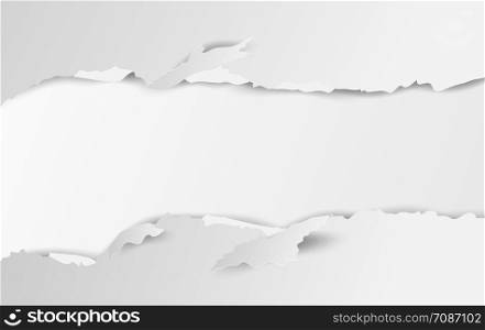 torn paper white background.Ripped and paper strips with soft light shadow on squared wall.Creative design paper craft and cut style.Vector template.card. seamless horizontally.illustration EPS10