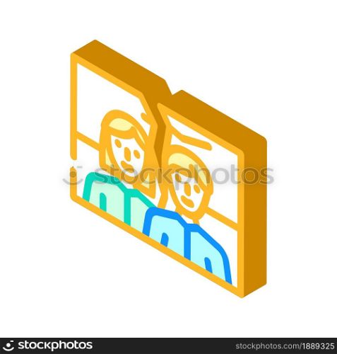 torn photo divorce isometric icon vector. torn photo divorce sign. isolated symbol illustration. torn photo divorce isometric icon vector illustration