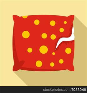 Torn pillow icon. Flat illustration of torn pillow vector icon for web design. Torn pillow icon, flat style