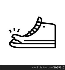 torn shoe line icon vector. torn shoe sign. isolated contour symbol black illustration. torn shoe line icon vector illustration