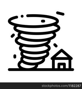 Tornado House Icon Vector. Outline Tornado House Sign. Isolated Contour Symbol Illustration. Tornado House Icon Vector Outline Illustration