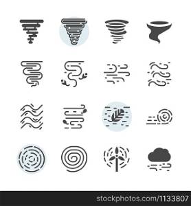 Tornado icon and symbol set in glyph design