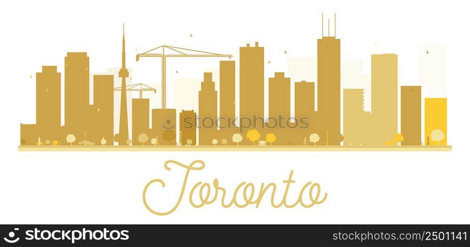 Toronto City skyline golden silhouette. Vector illustration. Simple flat concept for tourism presentation, banner, placard or web site. Business travel concept. Cityscape with landmarks