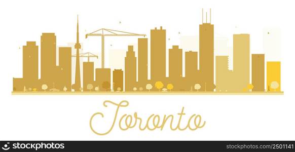 Toronto City skyline golden silhouette. Vector illustration. Simple flat concept for tourism presentation, banner, placard or web site. Business travel concept. Cityscape with landmarks