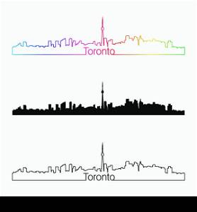Toronto skyline linear style with rainbow in editable vector file