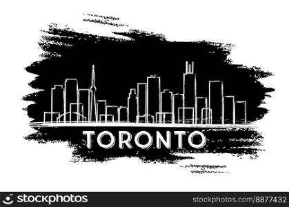 Toronto Skyline Silhouette. Hand Drawn Sketch. Vector Illustration. Business Travel and Tourism Concept with Modern Architecture. Image for Presentation Banner Placard and Web Site.