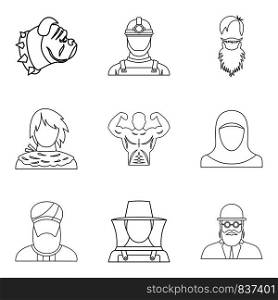 Torso icons set. Outline set of 9 torso vector icons for web isolated on white background. Torso icons set, outline style