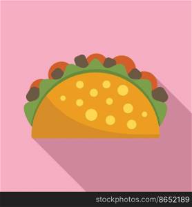 Tortilla icon flat vector. Mexico food. Tacos beef. Tortilla icon flat vector. Mexico food